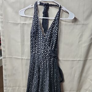 Womens Wrap Style Eyelet Halter Dress Size S
